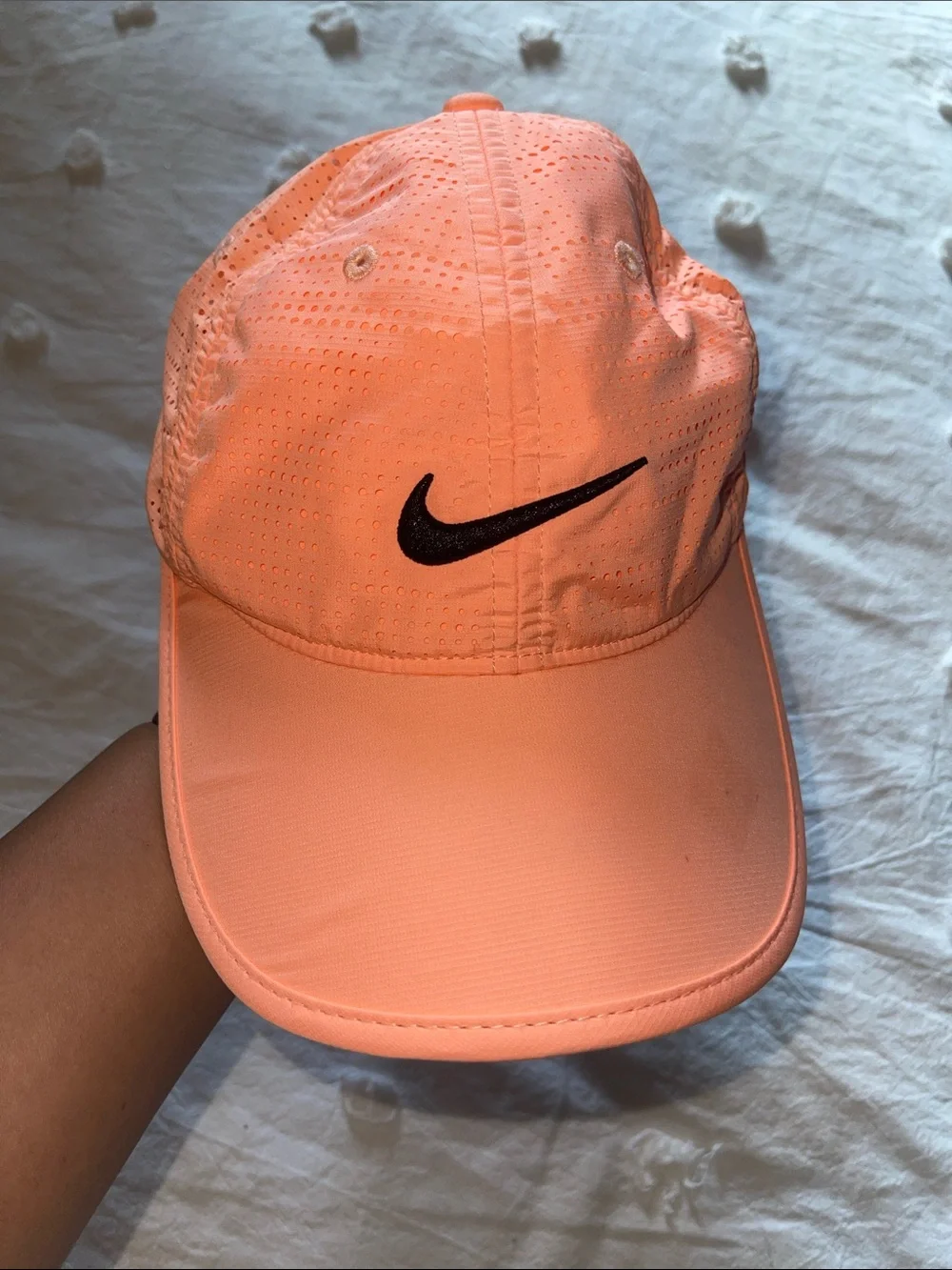 Nike Coral Performance Perforated Cap with Black Swoosh